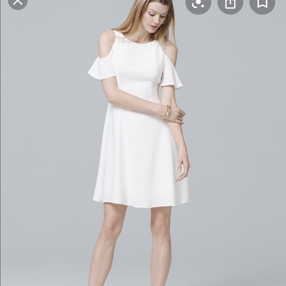WHBM white cold shoulder dress